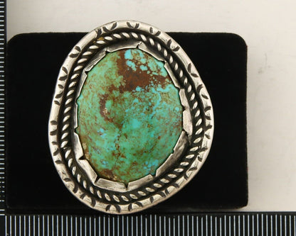 Navajo Ring 925 Sterling Natural Mined Turquoise Signed BM C.80's Size 7