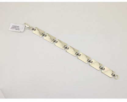 Navajo Hamdmade Link Bracelet 925 Silver Native American Artist C.80's