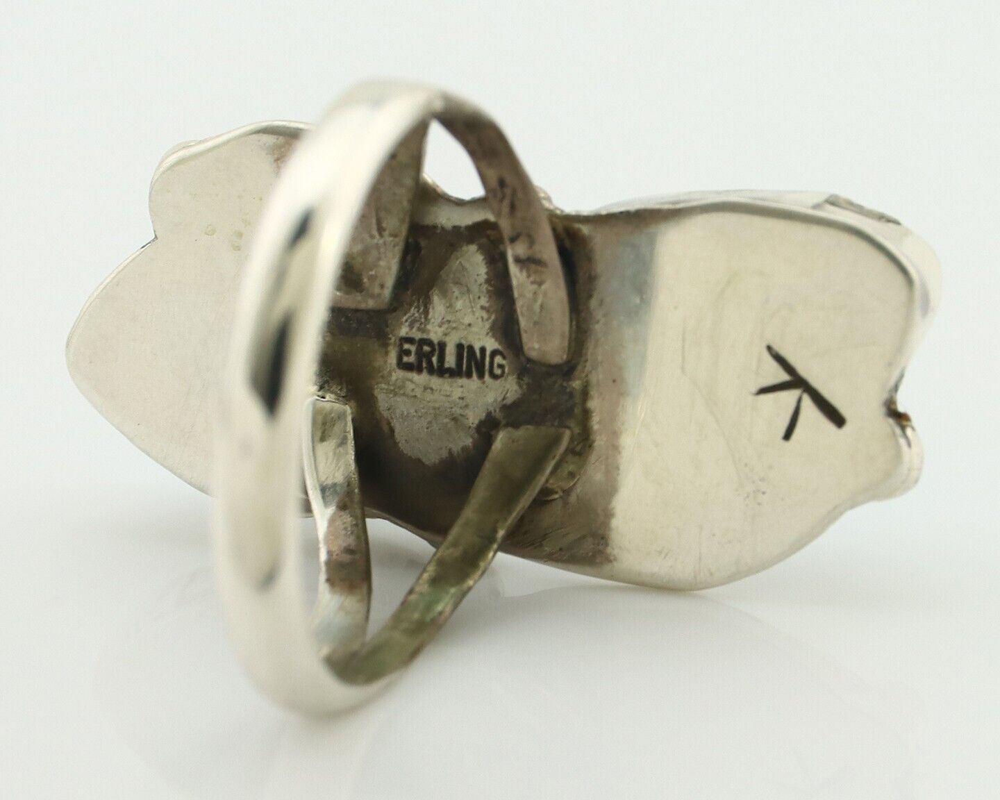 Navajo Ring 925 Silver Blue Turquoise Artist Signed K C.80's