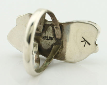 Navajo Ring 925 Silver Blue Turquoise Artist Signed K C.80's