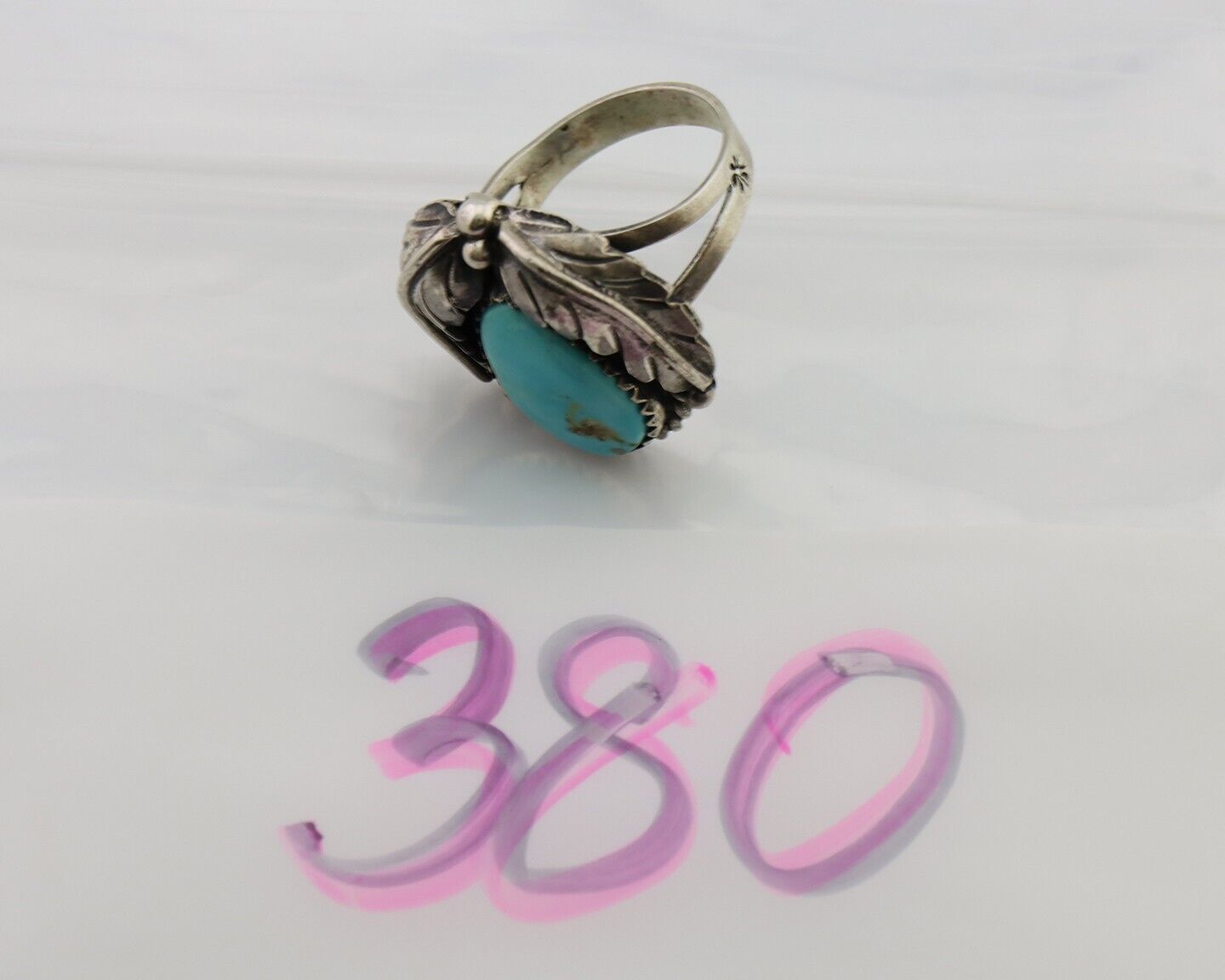 Navajo Handmade Ring 925 Silver Blue Turquoise Native American Artist C.80's