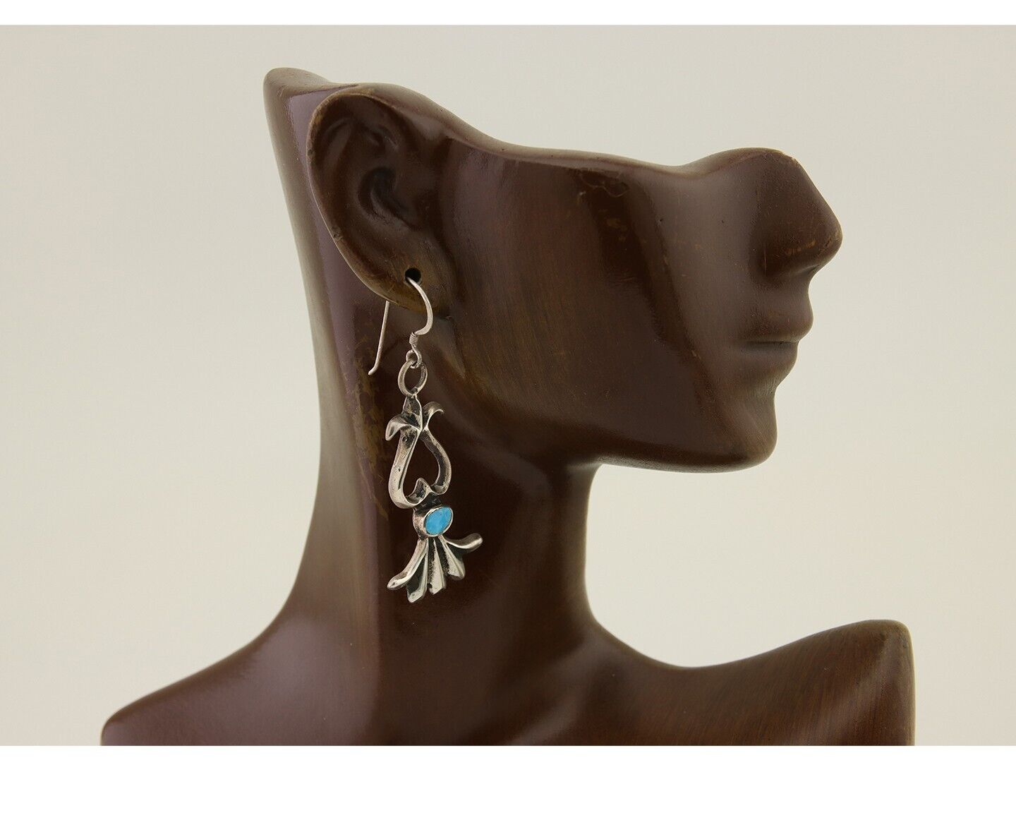 Navajo Dangle Earrings 925 Silver Blue Native American Artist C.80's