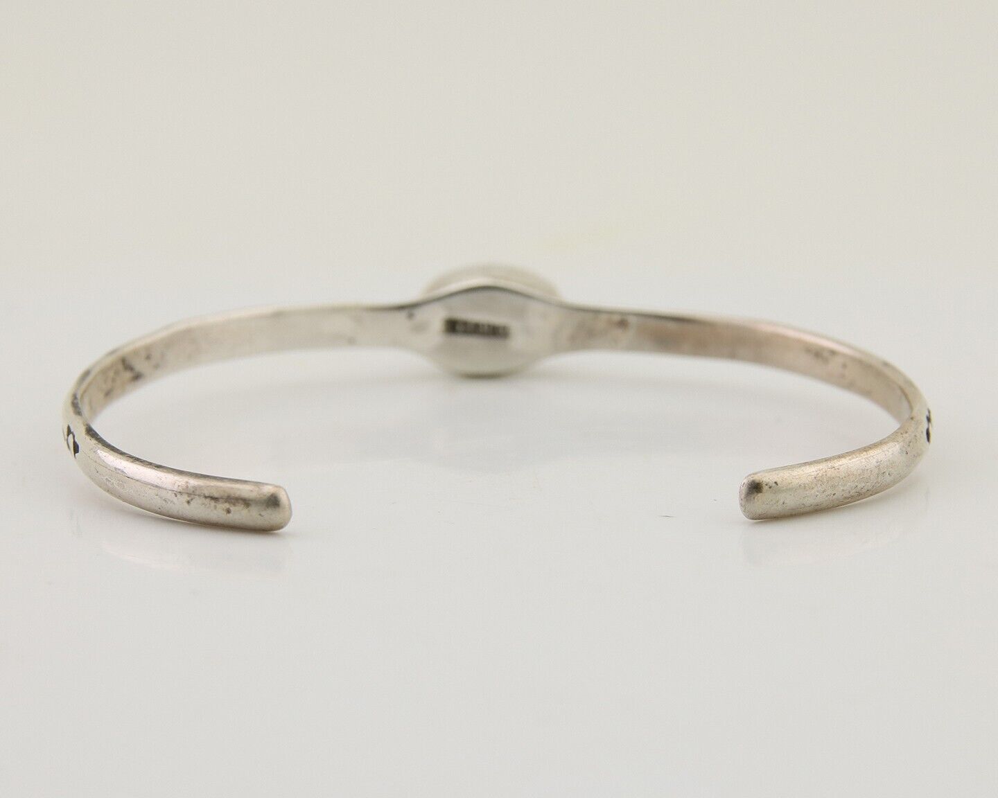 Navajo Hand Stamped Cuff Bracelet Turquoise 925 Silver Native American Artist