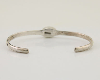 Navajo Hand Stamped Cuff Bracelet Turquoise 925 Silver Native American Artist