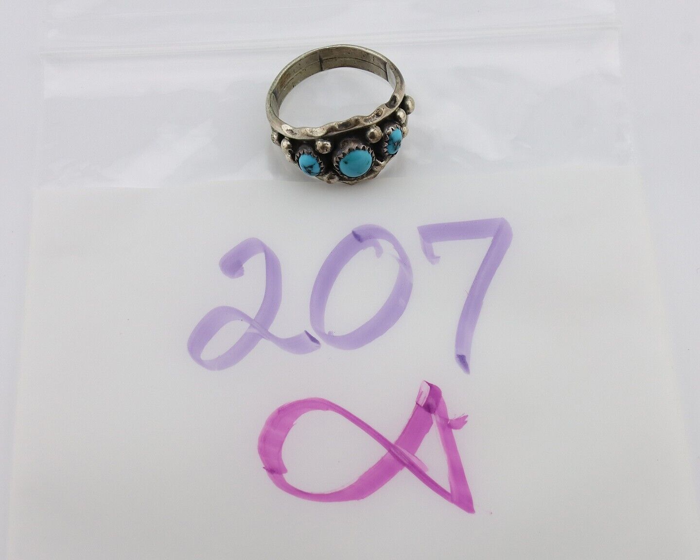 Navajo Ring 925 Silver Blue Turquoise Artist Signed SkyStone Creations C.80's
