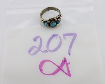 Navajo Ring 925 Silver Blue Turquoise Artist Signed SkyStone Creations C.80's