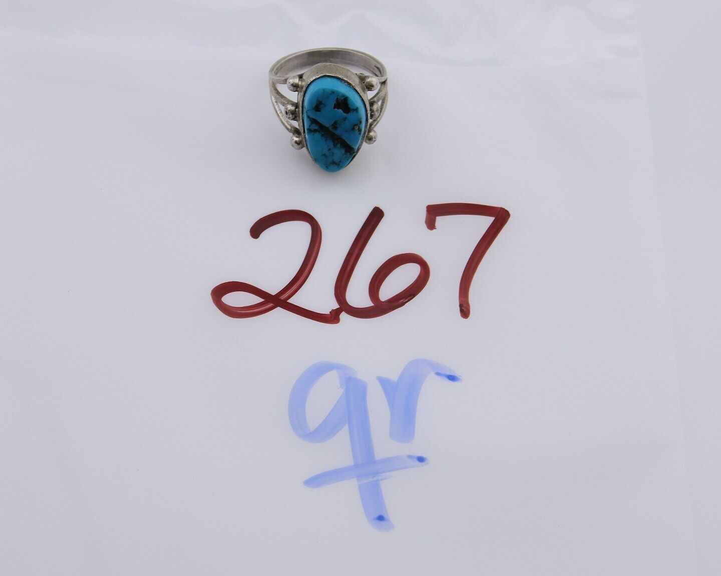 Navajo Handmade Ring 925 Silver Sleeping Beauty Turquoise Artist C.80's