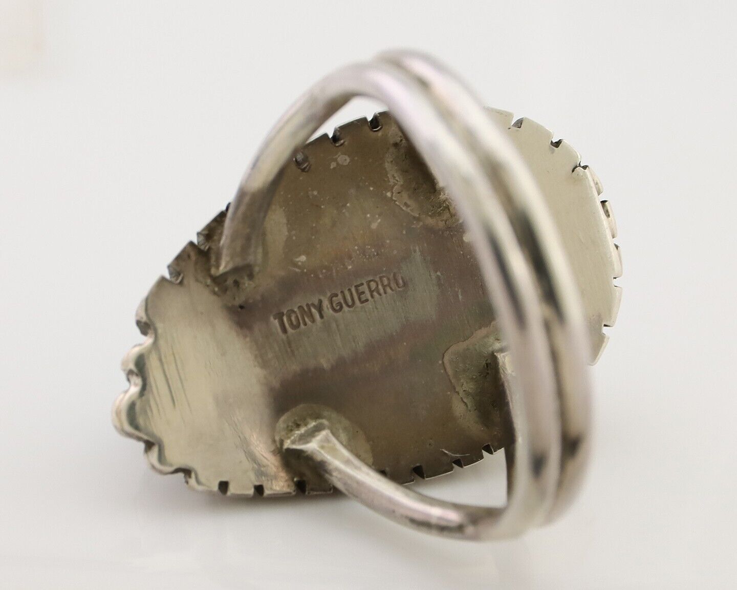 Navajo Handmade Ring 925 Silver Turquoise Signed Tony Guerro C.80's