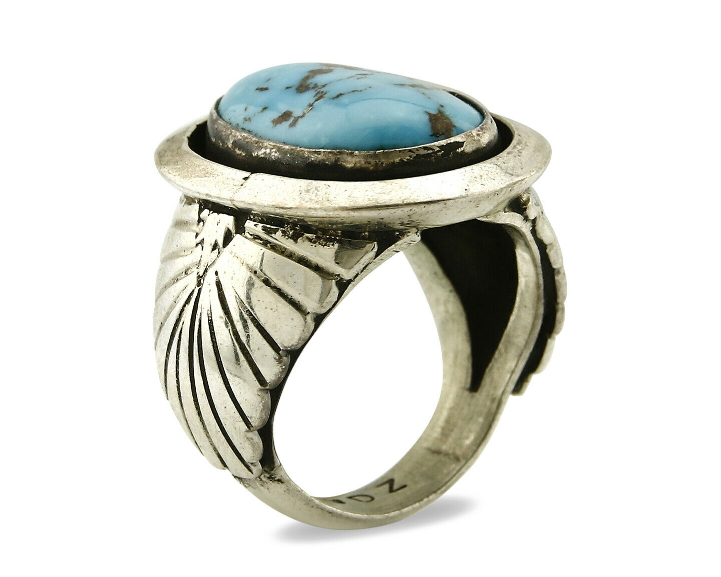 Navajo Ring .925 SOLID Silver Castle Dome Turquoise Signed Doug Zachary C.80's