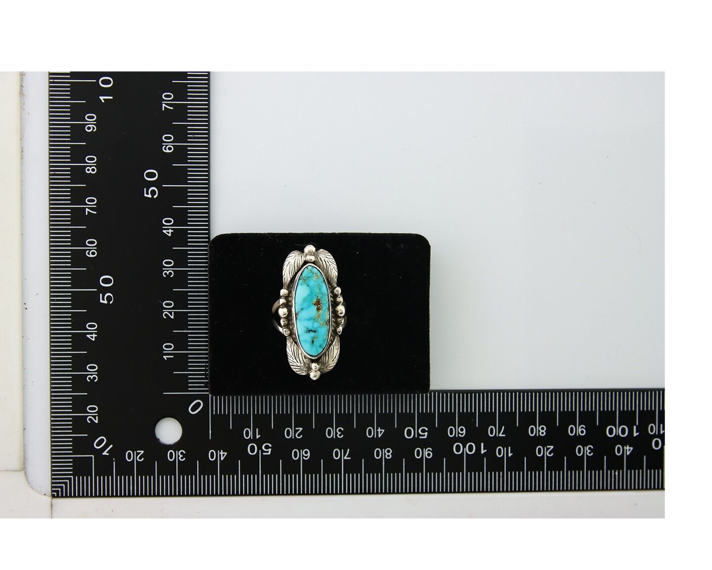 Navajo Ring .925 Sterling Blue Turquoise Artist Signed GR C.80's