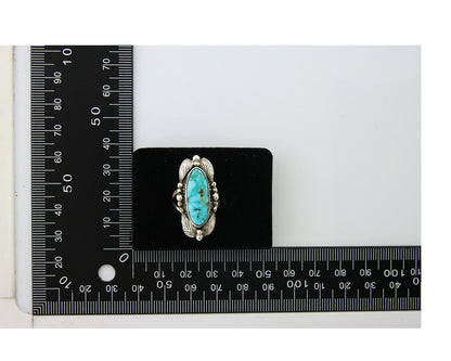 Navajo Ring .925 Sterling Blue Turquoise Artist Signed GR C.80's