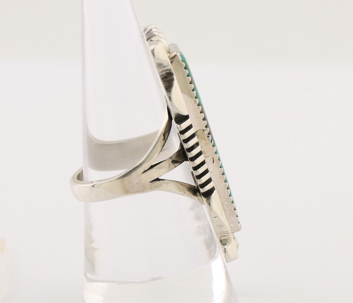 Navajo Hamdmade Ring 925 Silver Kingman Turquoise Artist Signed B C.80's