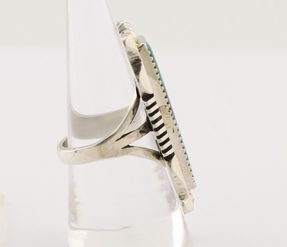 Navajo Hamdmade Ring 925 Silver Kingman Turquoise Artist Signed B C.80's