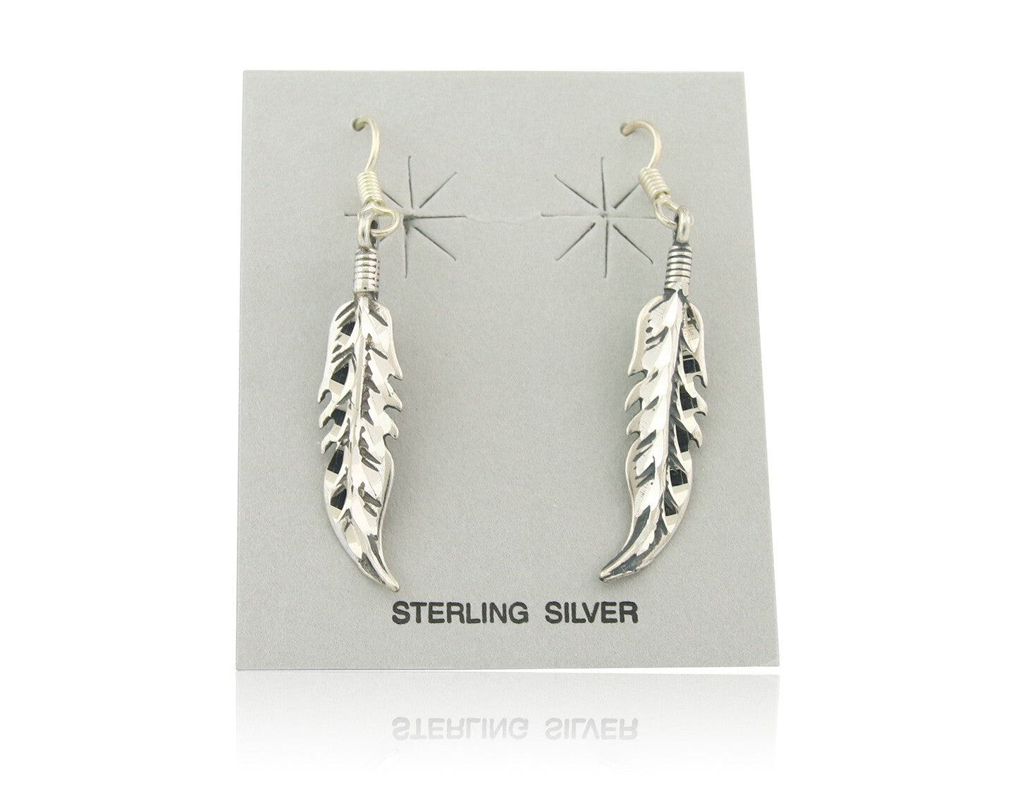 Navajo Feather Earrings Sterling Silver Dangle Vintage Authentic Signed Masha