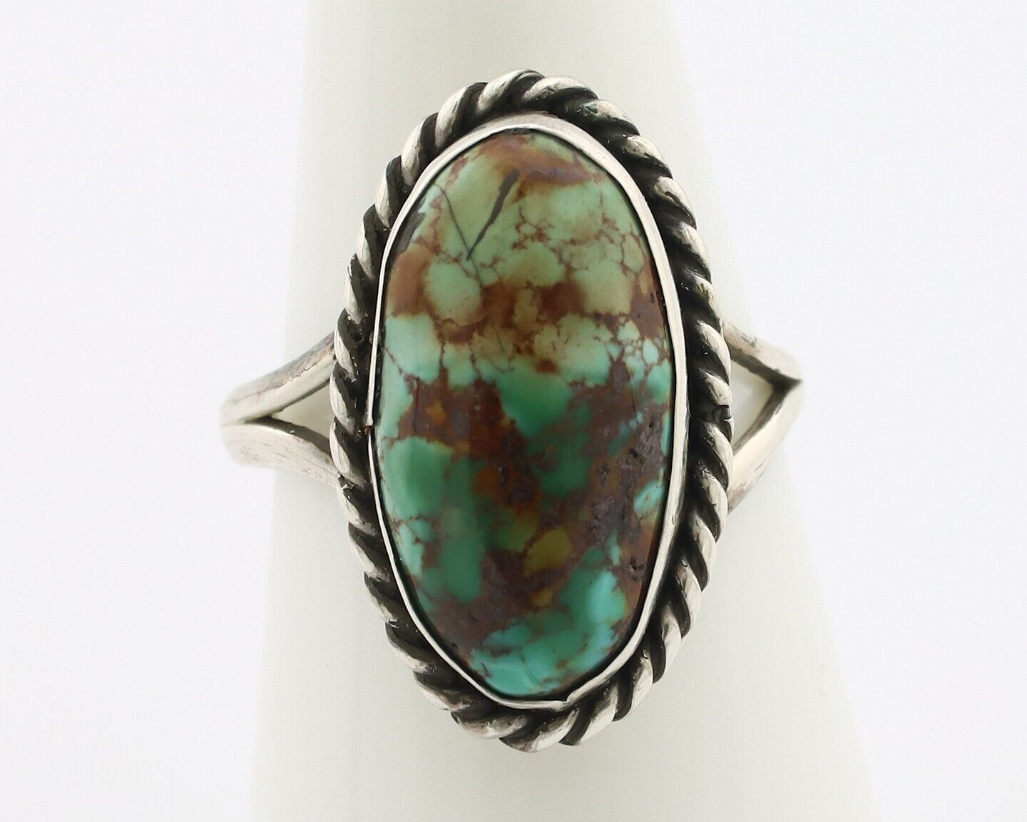 Navajo Ring .925 Silver Natural Kingman Turquoise Native American Artist C.80's