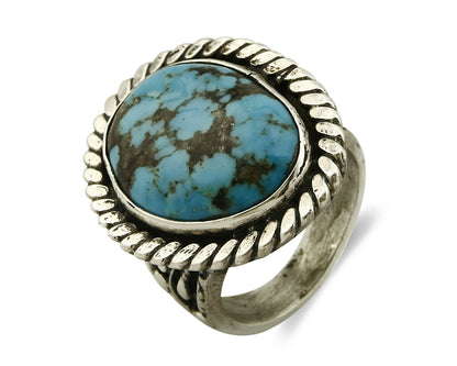 Navajo Ring .925 SOLID Silver Kingman Turquoise Signed Ralph Pemberton C.1975