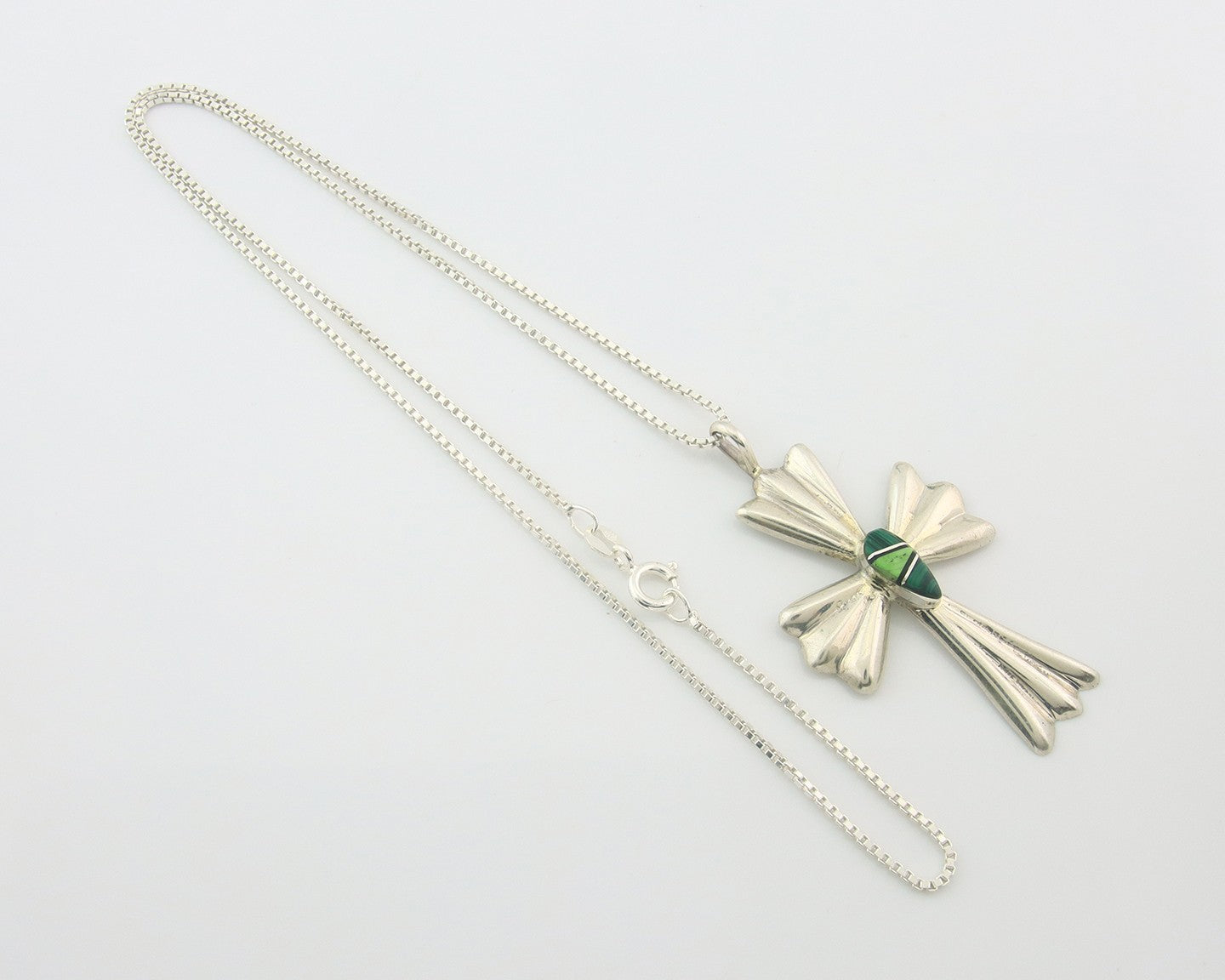 Navajo Cross Necklace Sterling Silver Authentic Natural Gemstones Signed M