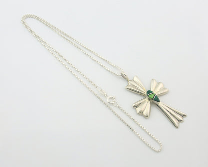 Navajo Cross Necklace Sterling Silver Authentic Natural Gemstones Signed M