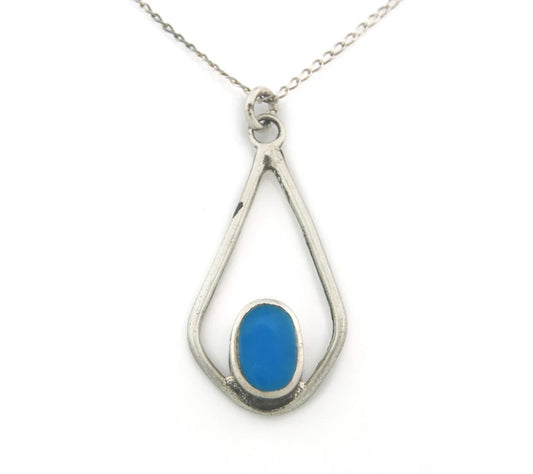 Navajo Necklace Sterling Silver Natural Blue Turquoise Vintage