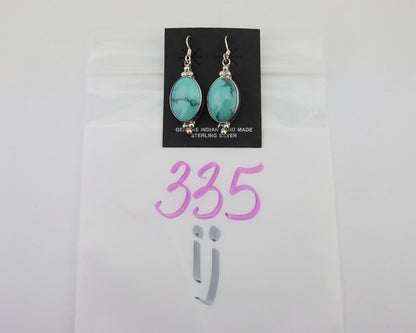 Navajo Dangle Earrings 925 Natural Turquoise Native Inca Mfg C.80's