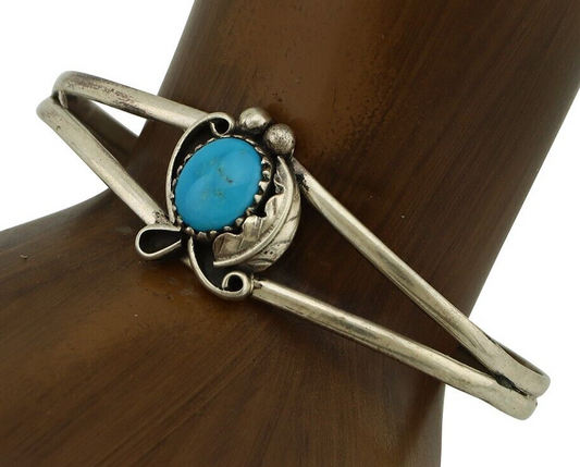 Navajo Slave Bracelet 925 Silver Arizona Turquoise Native American Artist C.80's