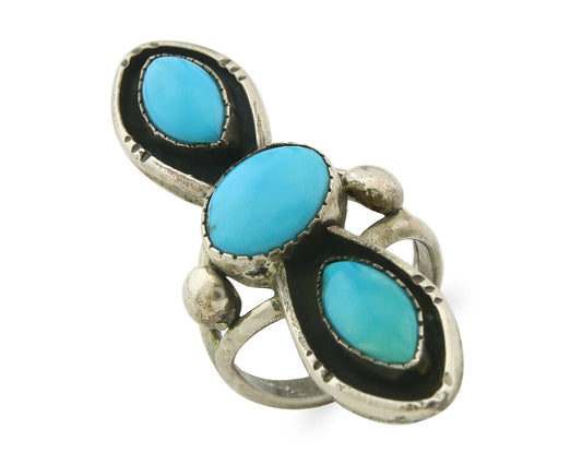 Vintage Navajo Ring 925 Sterling Silver Turquoise Handmade Size 6.25