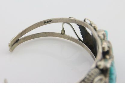 Navajo Bracelet 925 Silver Sleeping Beauty Turquoise Native American C.80's