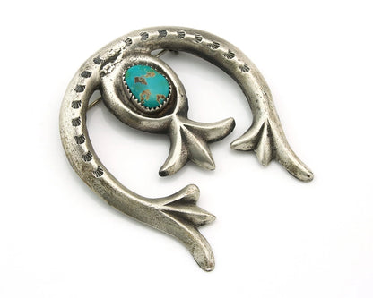 Navajo Handmade Pin Sterling Silver Turquoise Vintage Tobe Turpen Pawn