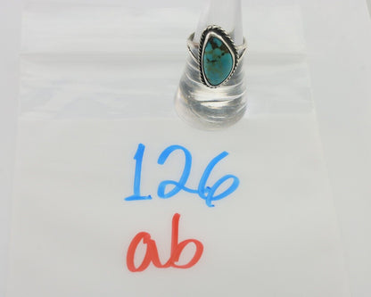 Navajo Ring 925 Silver Blue Gem Turquoise Artist Signed Rabbit Stick C.80's