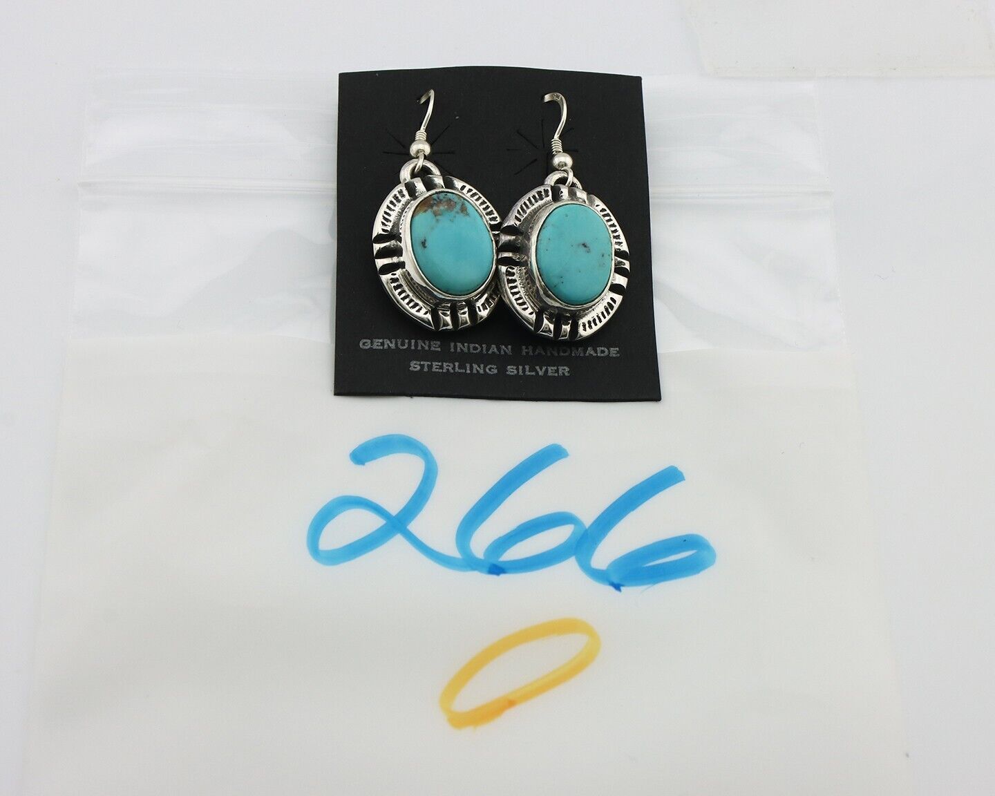 Navajo Handmade Earrings 925 Silver Natural Arizona Turquoise Signed Gecko C.80s