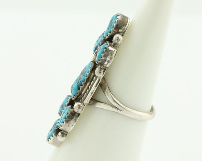Navajo Ring .925 Silver Blue Morenci Turquoise Artist Signed IHMJ & MT C.80's