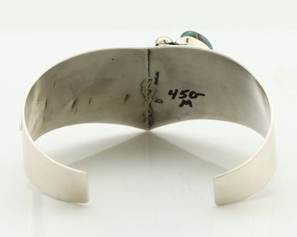 Navajo Bracelet 925 Silver Natural Blue Turquoise Signed David Zachary C.80's