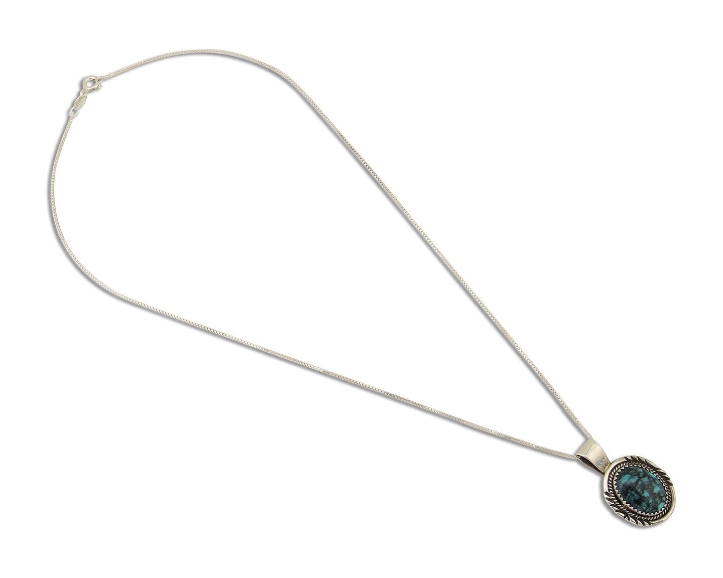 Navajo Necklace 925 Silver Natural Blue Turquoise Artist Signed Begay C.80s