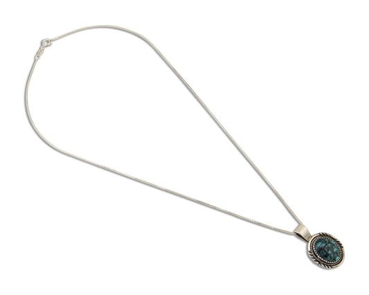Navajo Necklace 925 Silver Natural Blue Turquoise Artist Signed Begay C.80s