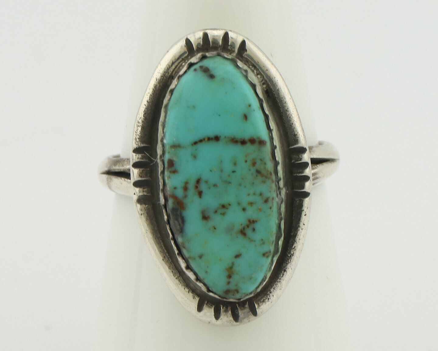 Navajo Ring .925 Silver Natural Blue Turquoise Native American Artist C.80's