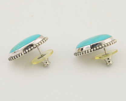 Navajo Dangle Earrings 925 Silver Blue Turquoise Signed Melissa Yazzie C.80's