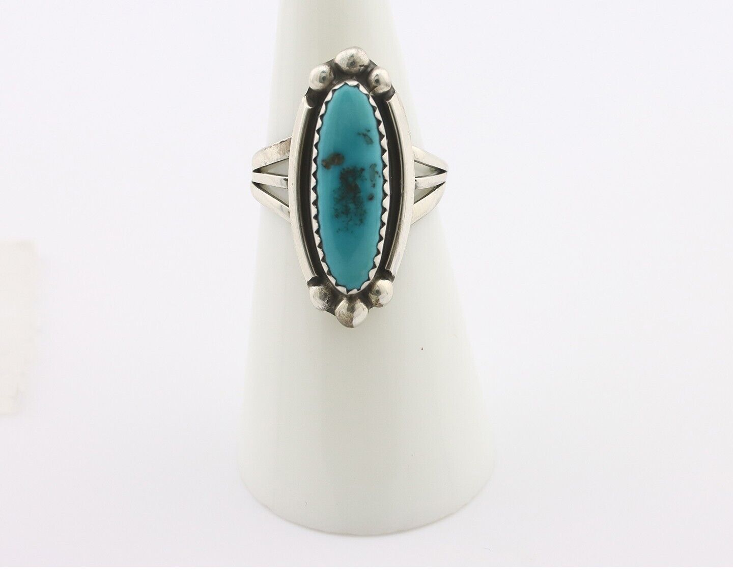 Navajo Ring .925 Silver Sleeping Beauty Turquoise Signed SkyStone Creations C80s