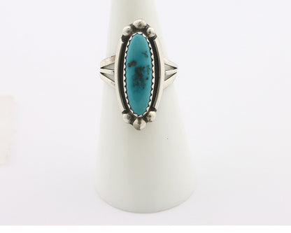 Navajo Ring .925 Silver Sleeping Beauty Turquoise Signed SkyStone Creations C80s