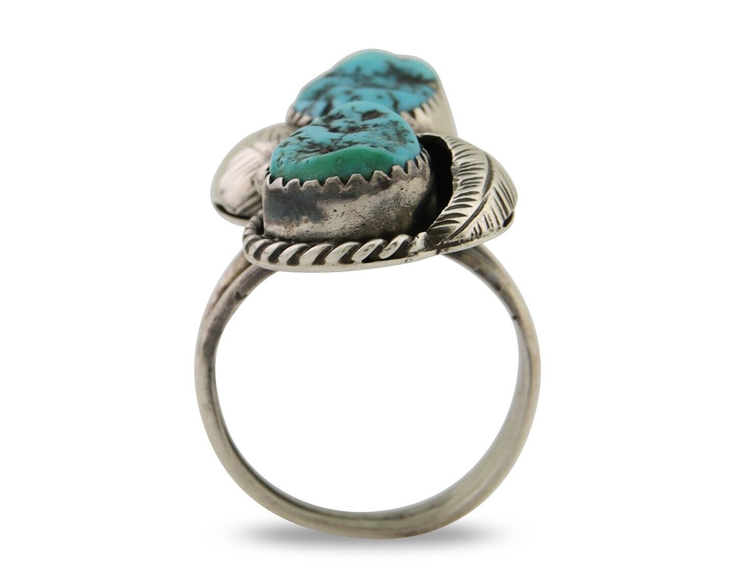 Navajo Ring 925 Silver Natural Blue Turquoise Native American Artist C.80's