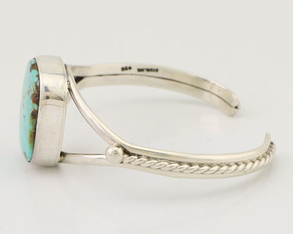 Navajo Cuff Bracelet 925 Silver Natural Blue Turquoise Artist Signed Gecko C.80s