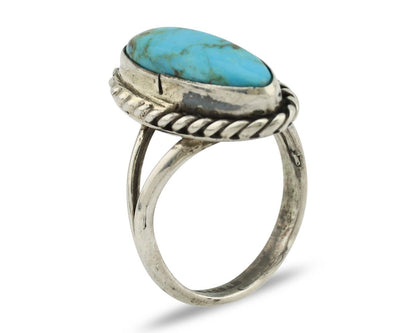 Navajo Ring 925 Silver Kingman Turquoise Native American Artist C.80's