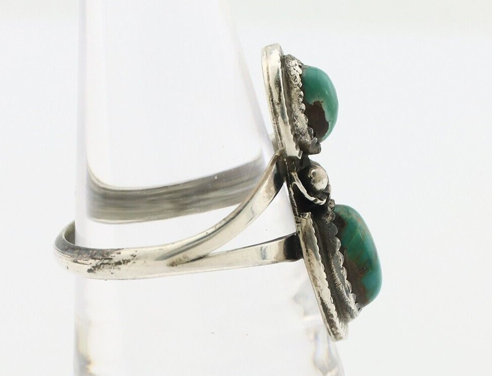 Navajo Ring 925 Silver Natural AAA Blue Turquoise Artist Signed Tom Willeto C80s