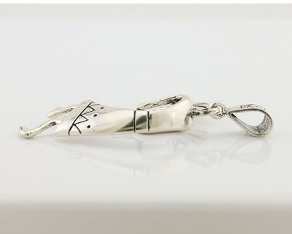 Navajo Kokopelli Pendant 925 Sterling Silver Artist Signed Masha C.80's