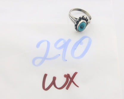 Navajo Ring 925 Sterling Natural Turquoise Native Artist C.80's Size 7.5