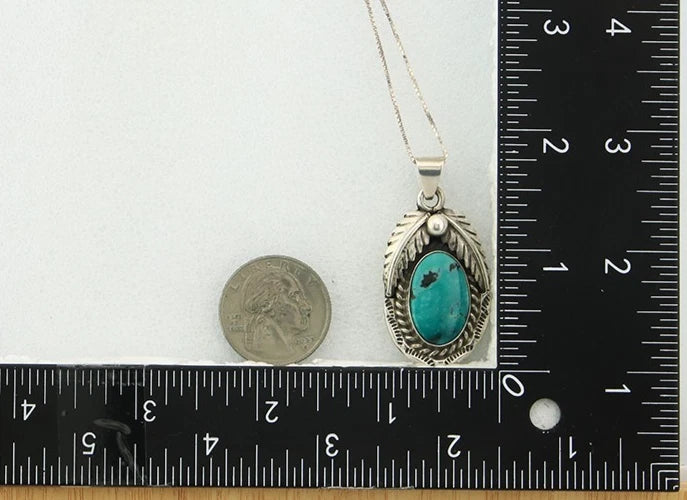 Navajo Necklace Sterling Silver Blue Turquoise Vintage Signed Sun