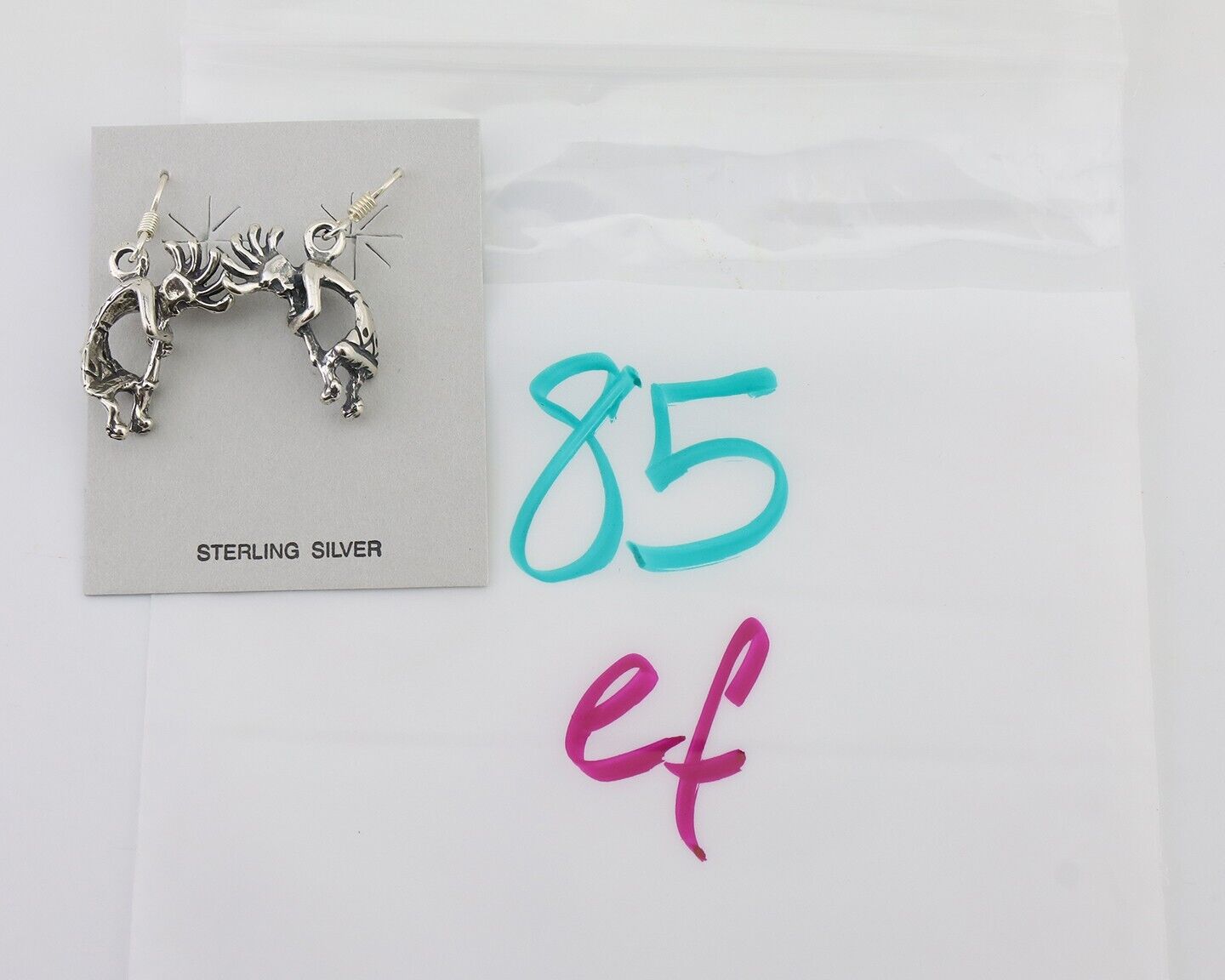 Navajo Kokopelli Dangle Earrings 925 Silver Native American Artist C.80's