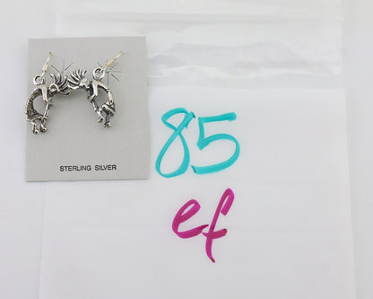 Navajo Kokopelli Dangle Earrings 925 Silver Native American Artist C.80's