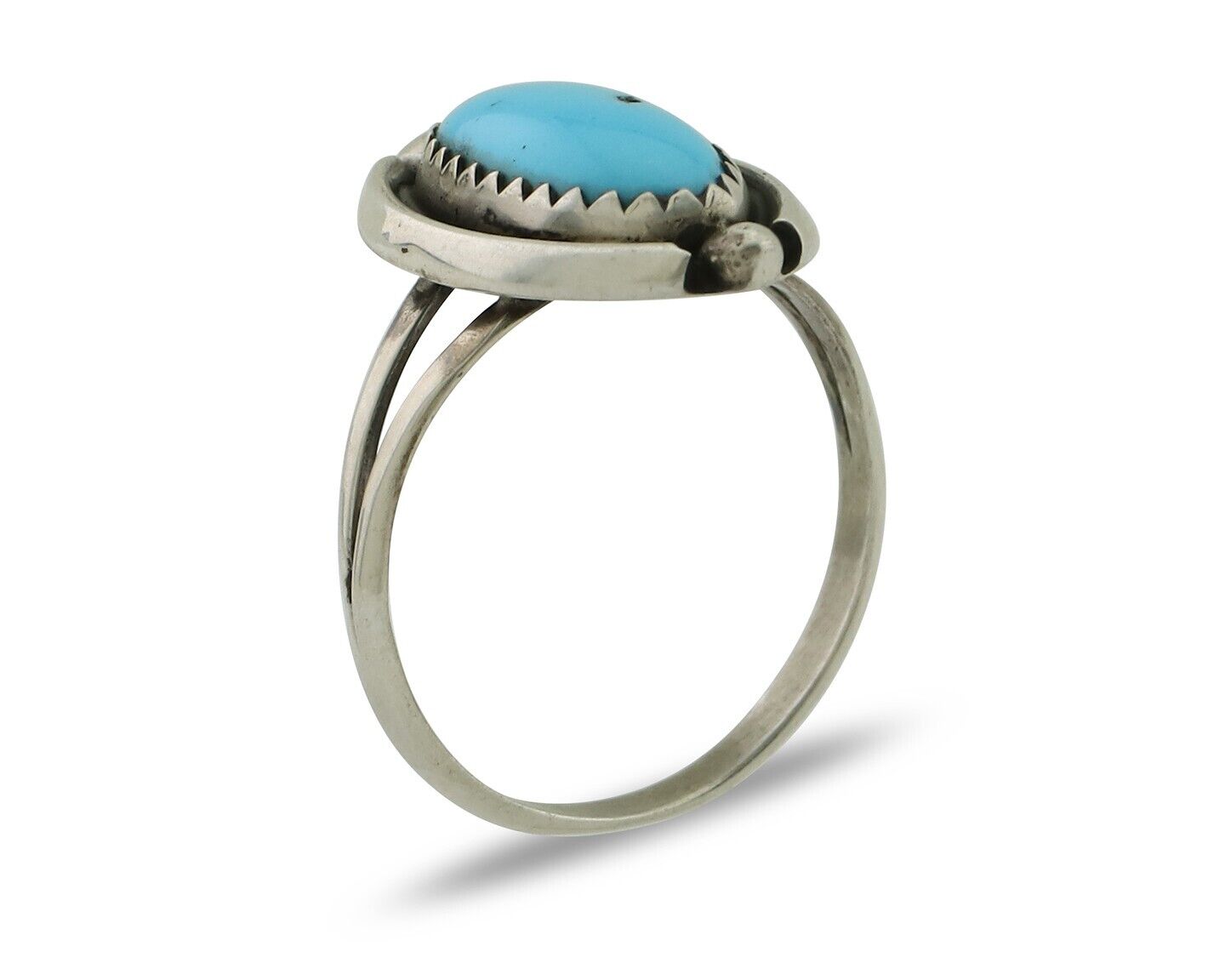 Navajo Ring 925 Silver Sleeping Beauty Turquoise Artist Signed SC C80s