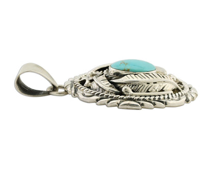 Navajo Pendant 925 Silver Kingman Turquoise Native American Artist C.80s