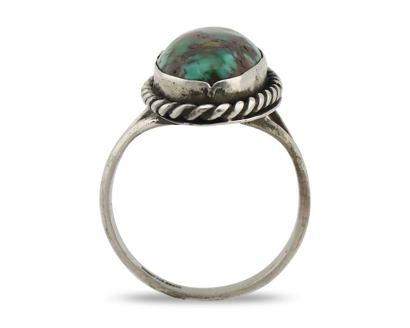 Navajo Ring .925 Silver Natural Kingman Turquoise Native American Artist C.80's